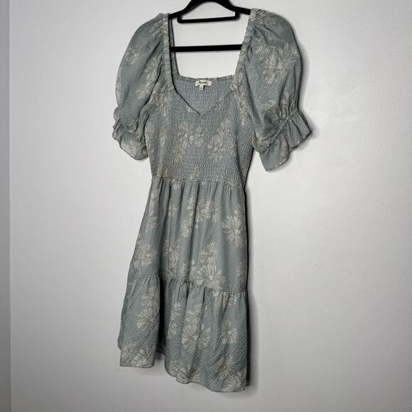 Madewell Moody Blooms 100% Silk Dress Size M Light Blue Floral - Picture 3 of 6